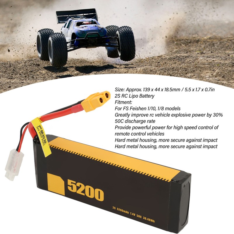 2S Lipo Battery 5200mah 50C 7.4V RC Airplane Car Lipo