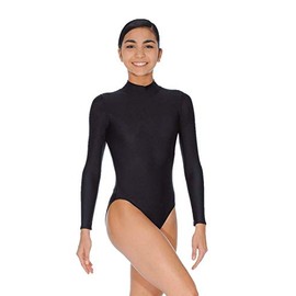 Roch Valley Women's Long Sleeve Turtle Neck Leotard, Black, Age 11-13