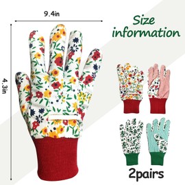 2Pairs Gardening Gloves, Heavy Duty Working Elasticated Non-slip Cuffs Flora Gloves for Outdoor Yard Watering Weeding Planting Pruning Fishing Camping Adults Men Women Women (Red & Green)