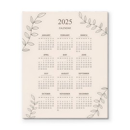 2025 Calendar Canvas Wall Art, Vintage Framed 2025 Calendar Wall Art Artwork, Minimalist New Year Canvas Painting Wall Art for Living Room, Bedroom, Office, or Hallway Wall Decor 16x20inch