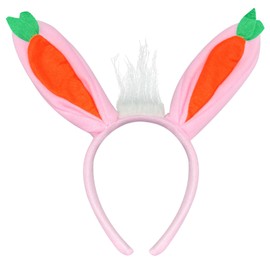 YIAJIA Easter Bunny Ears Headband Plush Carrot Rabbit Ears for Woman Kids for Easter Party Favor Accessory Pink Plush Bunny Ear For Easter Eggs Hunt Bunny Costume Cosplay Prop