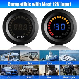 Byttlerom Voltage Meter,12V LED Digital Display Voltage Meter Car Voltmeter Measuring Device Voltage Tester Measuring Device