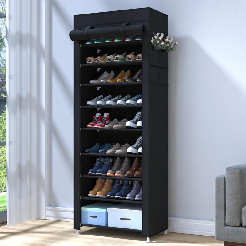 UDEAR 10 Tier Shoe Rack 9 Grids with Dustproof Cover