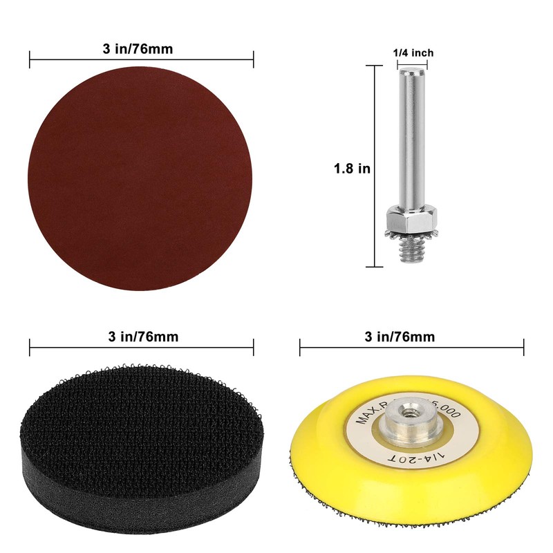 3 Inch 200 Pcs Sanding Discs Pad Kit for Drill