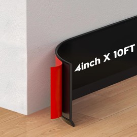 VUAOHIY Black Wall Molding Trim, 4 Inch x 10 FT Vinyl Baseboard Trim - Peel and Stick Self-Adhesive, Flexible Cove Base Design Prevents Scuffs and Easy to Clean