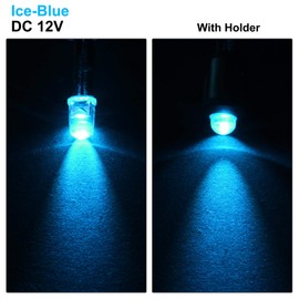 uxcell 5Set DC 12V 5mm Pre Wired LED with Holder, Ice-Blue Light Round Top Clear Lens, 8mm Panel Mount