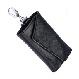 QIUPFGUT Leather Key Bag Key Organiser, black