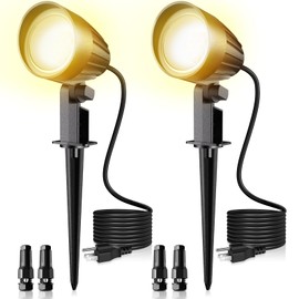 MEIKEE 9W LED Landscape Lights, 110V Landscape Lighting with US 3-Prong Plug, Warm White IP66 Waterproof Outdoor Garden Spotlights for Path Yard Walkway (2 Pack)