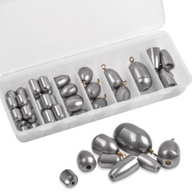Assorted Fishing Egg Sinker Weights-42pcs/box Hollow Olive Shape Bass Casting Sinker Weights