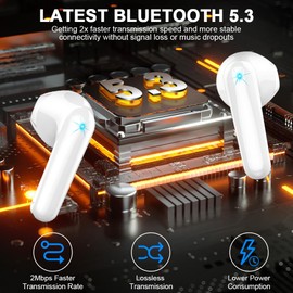 Wireless Earbuds, Bluetooth 5.3 Headphones 2024 Wireless Headphones in Ear with ENC Mic, Bluetooth Earphones Noise Cancelling Ear buds with 50H Hifi Stereo, IP7 Waterproof Headset, USB-C, LED Display