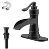 BATHLAVISH Matte Black Waterfall Bathroom Faucet, Single Handle Bathroom Sink