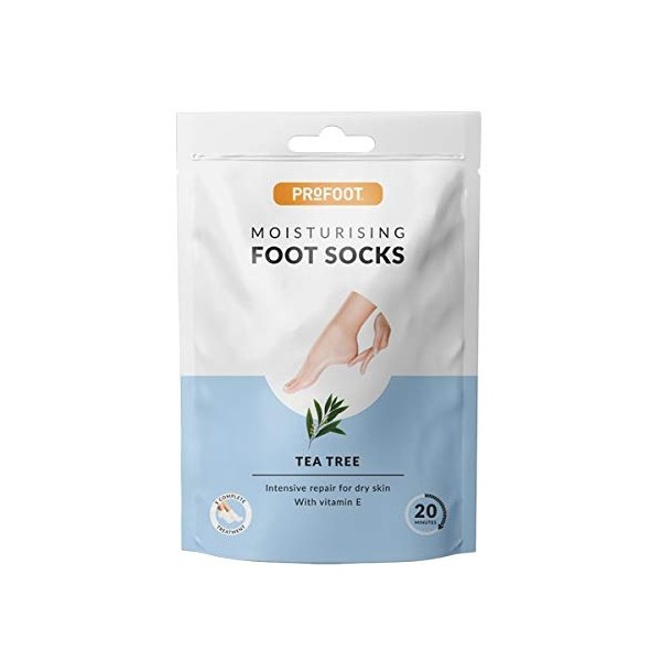 Profoot Deep Moisturising Foot Pack Socks Treatment Deep Moisturising Tea Tree Intensive Repair for Dry Skin with Vitamin E