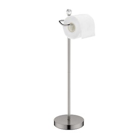 ROLABAM Toilet Paper Holder Stand with Crystal Head, Brushed Nickel Toilet Paper Holder Free Standing 24.4" H, Stand Up Toilet Paper Roll Holder for Bathroom, Floor Toilet Paper Storage