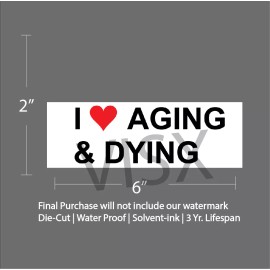 VISX I love aging and dying Bumper Sticker Car Decor Funny old young tailgate joke