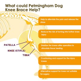 Petmingham Dog Knee Brace for ACL, Knee Cap Dislocation, Arthritis - Joint Pain, Muscle Sore - Better Recovery - Reduces Pain and Inflammation -Adjustable Dog Rear Leg Braces (Size: XS)