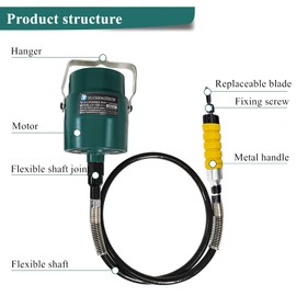 Electric Wood Chisel Hanging Mill Grinding Woodworking Carver Pedal Control Engraving Machine Wood Chisel Carving Machine with Handle 5 Blades + Foot Control Pedal (110V) (110V)
