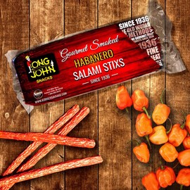 Long John Snacks Salami Stixs (Habanero) - 1 lb. package, Gourmet Smoked, Flavorful Dried Snack