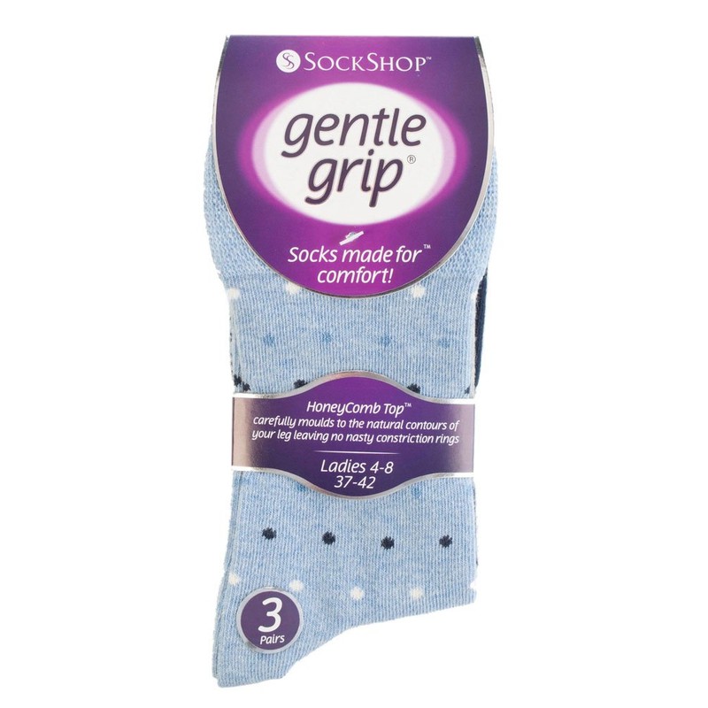 NEW: 6 Pairs Ladies Gentle Grip No Elastic Socks 4-8