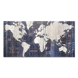 Homekor Old World Map Wall Art Home Decor Blue Canvas Print Large Picture 40x20 Vintage Look Antique Style Nautical Artwork Travel Theme Hanging Traveler Decoration Retro Gift For Office Bedroom