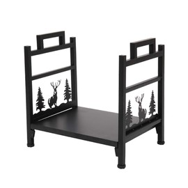 SSLine Heavy Duty Metal Firewood Rack Log Holder with Cute Animal Decor Indoor Outdoor Fireplace Wood Storage Rack Patio Outside Deck Fire Wood Holder Organizer for Firepit Stove