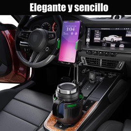 IPOIUIYP Portavasos para Auto, Expansor de Porta Vasos Automovil Rotación 360°，Ajustable Soporte para Celular Automovil Portavasos,para Botellas de Agua con un Diámetro Inferior a 10 cm（Verde）