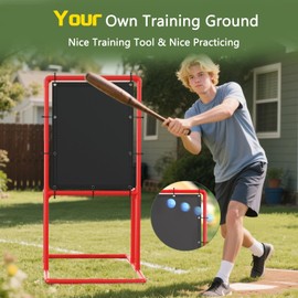 Baseball Strike Zone Target for Plastic Balls Compatible with Wiffle Ball and Blitzball Pitching Training Strike Zone Target Set Up and Assemble Easily (Large Red)