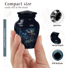 Blue Flowers Urns for Human Ashes Adult Man & Women, Small Keepsake Urn for Human Ashes Adult Male, Mini Cremation Ashes Mom 3Inch