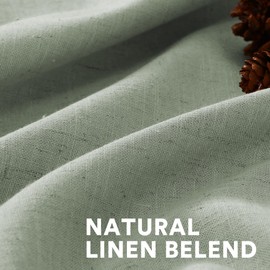 PrinceDeco Linen Curtains 84 Inches Long for Living Room Light Filtering Farmhouse Style for Bedroom Windows Rod Pocket/Back Tab Linen Curtains Privacy Assured,2 Panels,Laurel Green