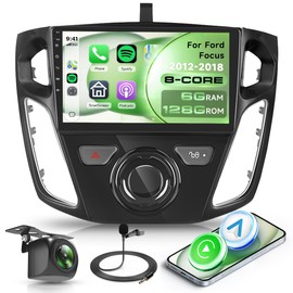 Rimoody 8 Core 6+128G Android 15 Car Stereo for Ford Focus 2012-2018 with Wireless Carplay Android Auto, 9’’ Touch Screen Car Radio with GPS Bluetooth Mirror Link WIFI FM/RDS DSP AHD Backup Camera SWC