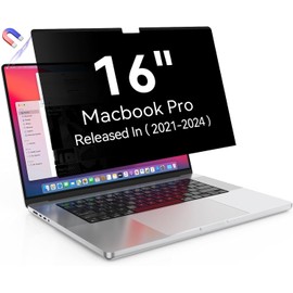 Magnetic Privacy Screen Protector Compatible with MacBook Pro 16 Inch (2021-2024, M1, M2, M3, M4), Removable Anti Spy Blue Light Glare Laptop Privacy Filter