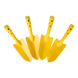 Ymeibe 11 inch Kids Shovels Garden Hand Shovel Lovely Beach Shovel Set with Powder Coating Household Digging Lawn Trowel Shovel for Indoor Outdoor Use (Yellow 4 Pcs)