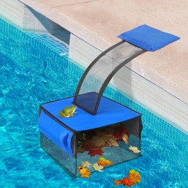 2 IN 1 Pool Leaf Catcher with Animal Saving Escape Ramp, Floating Leaf Net Skimmer Cleaner for Pool Surface Cleaning, Pool Critter Escape Ramp Accessories Above Ground Pool Leaf Skimmer(Wing Style)
