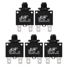 uxcell 5Pcs Thermal Overload Protector AC 125/250V 20A Push Button Reset Circuit Breaker