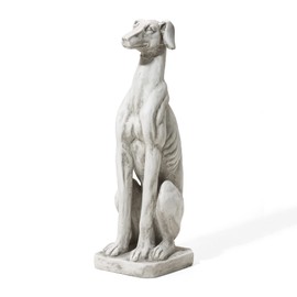 Glitzhome Sitting Dog Garden Statue, Outdoor Statue Garden Lawn Greyhound Sculpture Decorative Animal Guardian Sentinel for Driveway Porch Patio 32 Inch