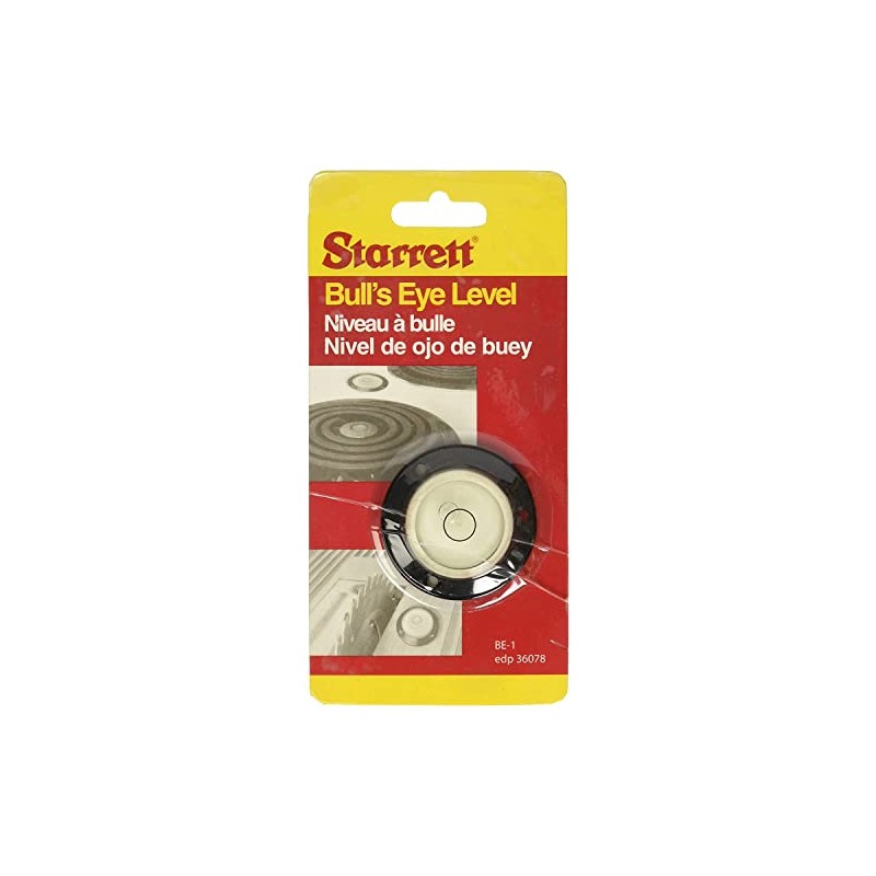 Starrett BE-1 Acrylic Circular Bullseye Level with Flange, 1.180" Diameter,
