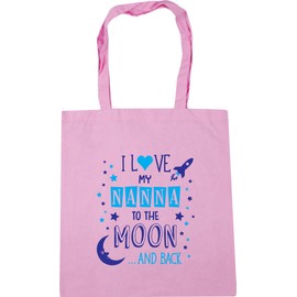 Hippowarehouse I Love My Nanna to the Moon and Back (Blue) Tote Shopping Gym Beach Bag 42cm x38cm, 10 litres
