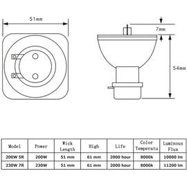 Kaiweidi 7R 230W Replacement Bulb for 7R Stage Moving Headlights,7R Bulb Beam DJ Light lamp