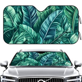 Car Sun Shade for Windshield UV Protection & Heat Shield, Foldable Sun Visor Protector for Cars, Trucks (Leaves, 55 * 27.5in)