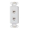 Leviton 41666-W Decora Telephone Wallplate Insert, 6P6C X 6P6C, 110