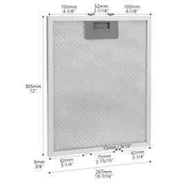 QWORK® 2 Pack 305 x 267mm Universal Cooker Hood Metal Mesh Filter, 5-Layer Aluminum Filters for Extractor Fan