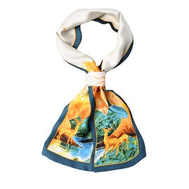 [KQHOMEI] Scarf Summer Women's Scarf, Silk 5.5 x 59.1 inches (14 x 150 cm), Summer Scarf Length Square Bag Decoration, Hair Decoration, Commuting to Work Office Uniform Scarf, a5