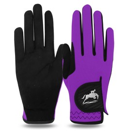 FINGER TEN Horse Riding Gloves Equestrian Women Kids for Girls Boys Mesh Breathable Lightweight Color Pack, Comfortable Grip for Summer Winter (Women-Purple, Medium)