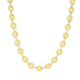 Savlano 925 Sterling Silver Puffed Mariner Link Chain Necklace-18K Gold Plated Hollow Anchor Chain Necklace for Women & Men Comes with Gift Box- Made in Italy (10.5, 24)