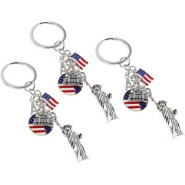 KOMBIUDA 3 Piezas Llaveros Patrióticos Usa con Estatua Libertad y Bandera Americana Souvenirs para Celebración del Día Independencia y Decoración de Fiestas Patrias
