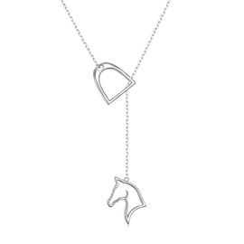 Flyow Horse Gift Jewelry 925 Sterling Silver Lucky Horseshoe Necklace Y Chain Lariat Horse Necklace Gift Jewelry for Women Girls