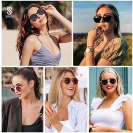 SOJOS Fashion Hexagon Round Sunglasses for Women Trendy Inspired Designer Style Big Shades Sunglasses Sunnies SJ2181 with White Frame/Grey Lens