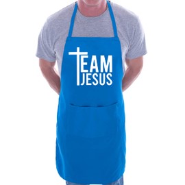 Print4U Team Jesus Baking Apron Church Christian Birthday Gift Cooking BBQ Blue