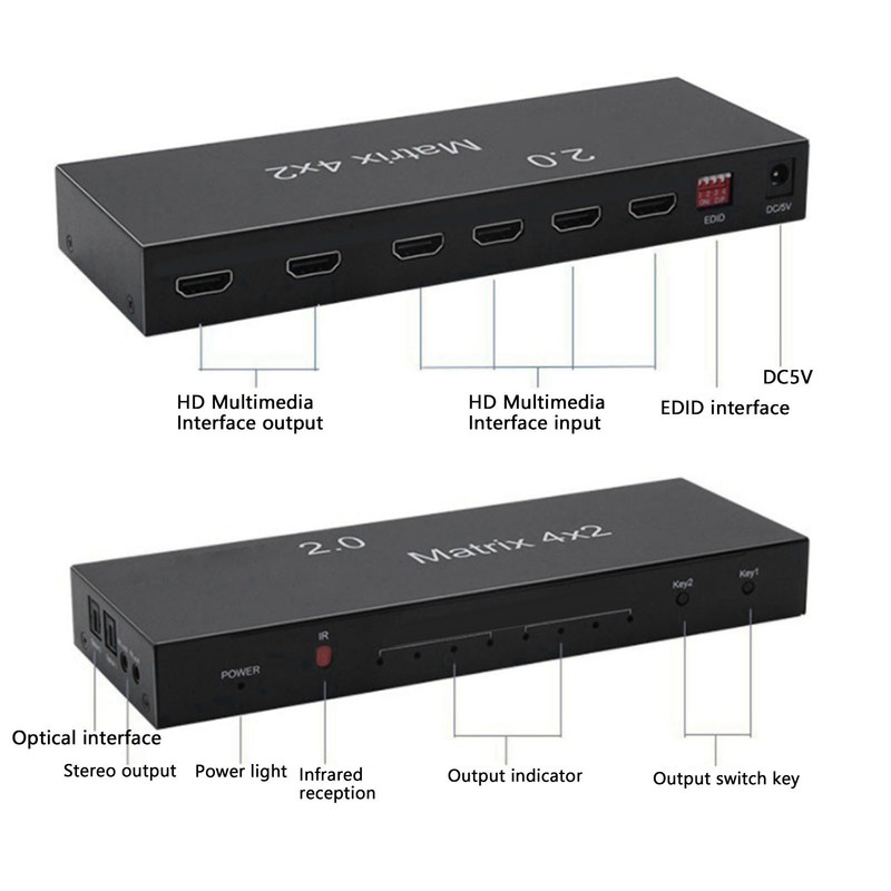 HD Multimedia Interface Switch 4 in 2 Out 4K At