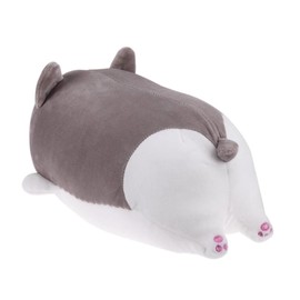 Levenkeness Corgi Dog Plush Pillow, Soft Cute Shiba Inu Akita Stuffed Animals Toy Gifts (Gray, 11.8 in)