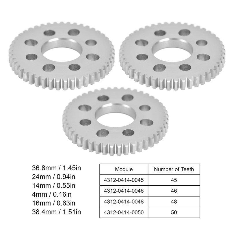 3Pcs Spur Gear 8 Holes Aluminium 4mm Thickness 14mm Centre